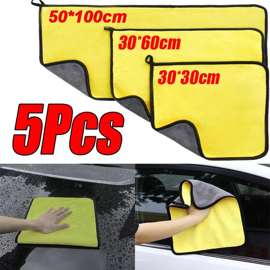 1-5 uds toalla de microfibra paño de microfibra para coche toalla de lavado paño de limpieza de microfibra absorbente toalla de secado para lavado de coches detalles automáticos